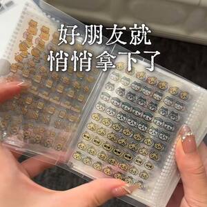小鼻嘎手账贴纸本迷你指甲贴女孩儿童卡通装饰小图案防水可爱贴画