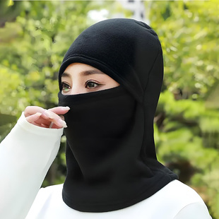 围脖一体帽子女款冬季加绒头盔内胆帽保暖防风面罩户外防寒头套男