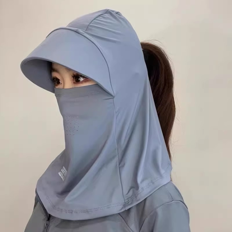 冰丝防晒帽子遮脸面罩遮阳帽夏季防紫外线骑车户外护颈防尘太阳帽