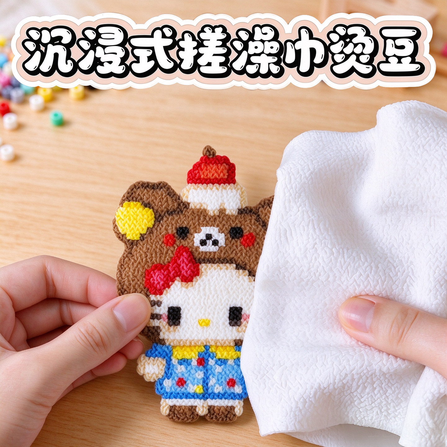 拼豆专用双面搓澡巾助烫纯棉毛巾耐高温烘焙布熨烫纸粗砂纹理工具
