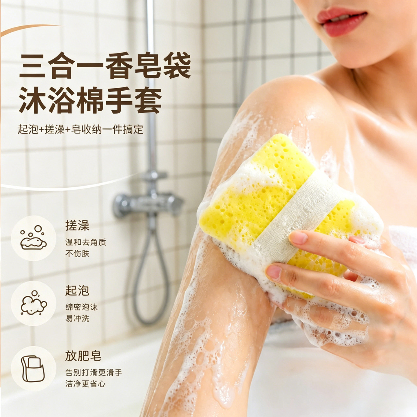 三合一肥皂袋家用香皂搓澡