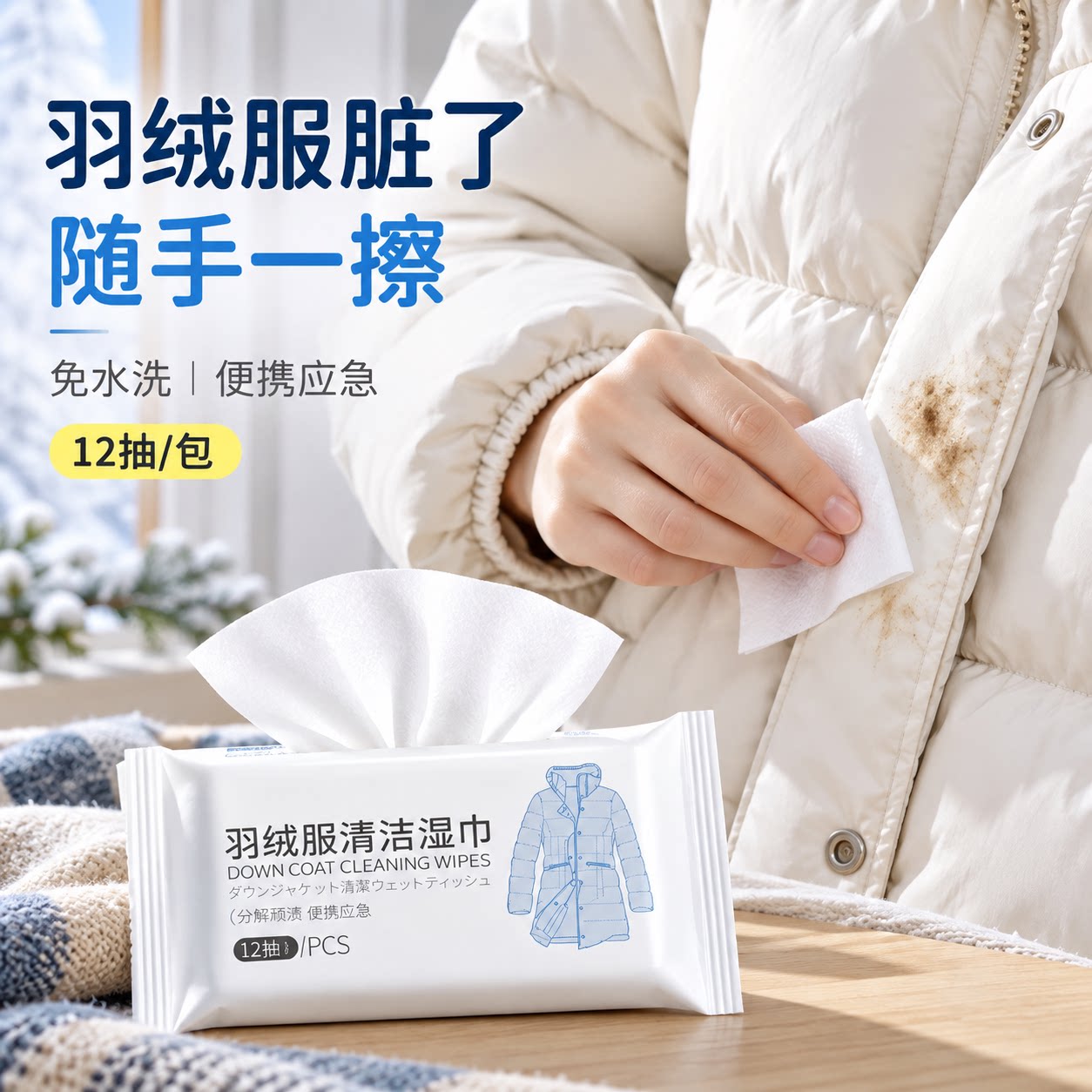 擦羽绒服清洁湿巾免洗清洗涤