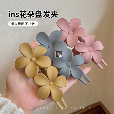 花朵发夹女新款高级感后脑勺抓夹大号网红盘发鸭嘴夹发卡夹子头饰