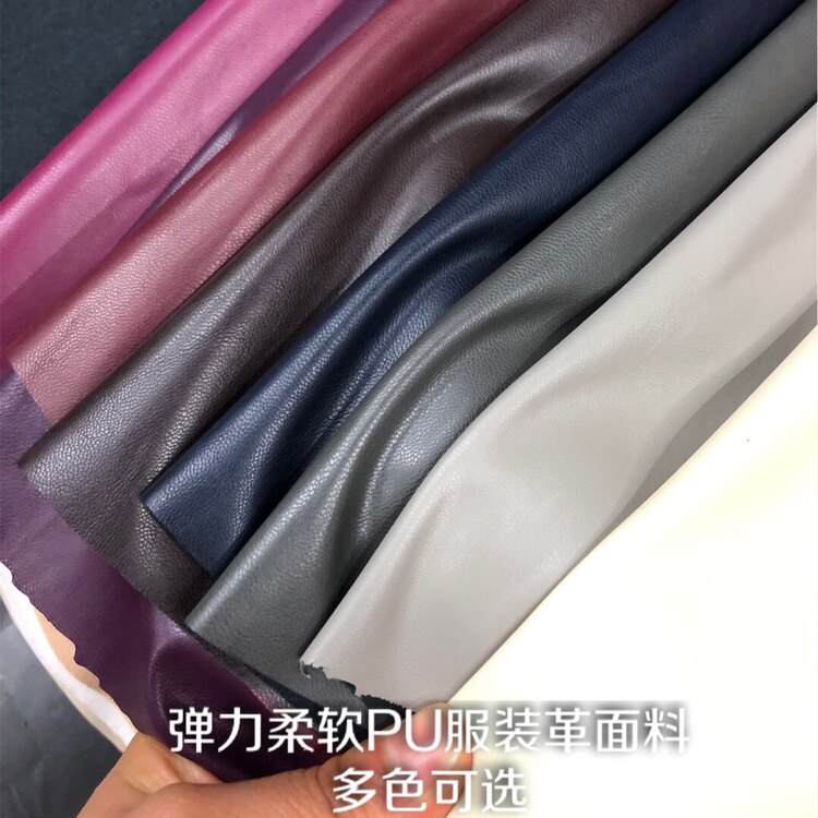 弹力PU皮特价包邮羊皮纹服装革图片