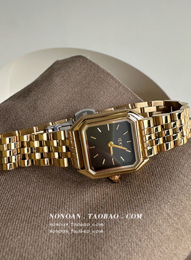 NONOAN 小方表女时尚女表高级感中古风手表小众ins轻奢女款小金表