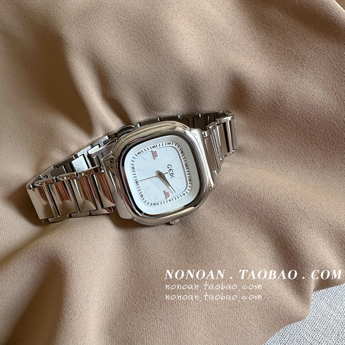 NONOAN 简约方形中古风复古chic银色大表盘高级感小众ins风手表女