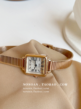 NONOAN 气质时尚罗马刻度小表盘ins风阿仙奴钢带手表女学生石英表