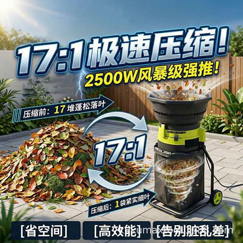 百世弩大功率电动碎叶机家用小型碎树叶机器庭院强力树叶粉碎机