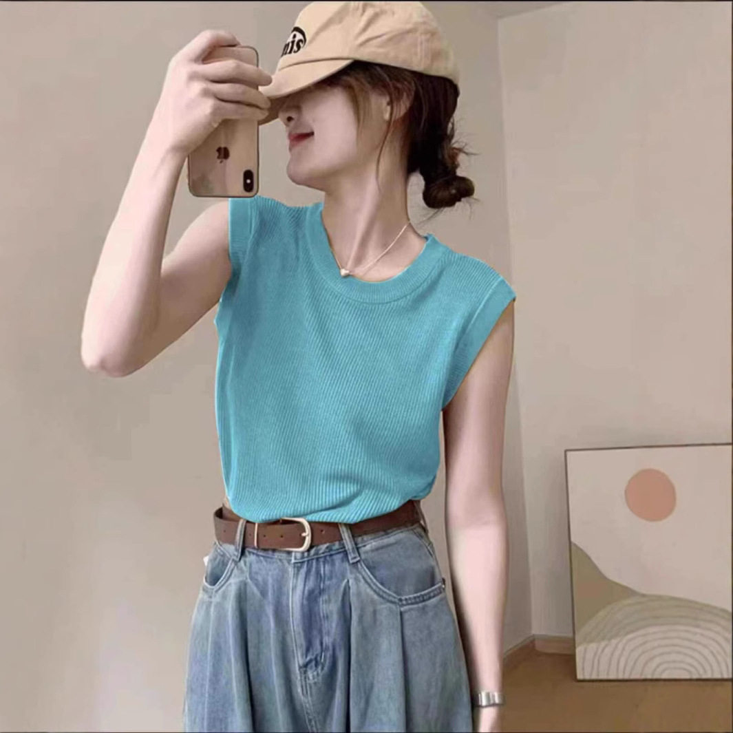多巴胺显白冰丝针织吊带背心女夏外穿2026新款高级感无袖坎肩上衣图片