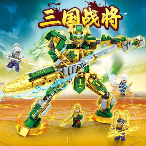 乐奇520三国战将诸葛亮吕布黄忠八合体关羽机甲益智拼装积木玩具6