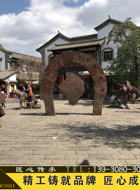 玻璃钢铸铜商业街摆件茶文化雕塑