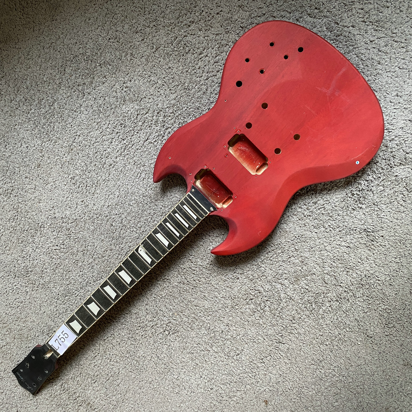 Iron Horse电吉他半成品SG恶魔角SG400透明红22品组装套装库存DIY