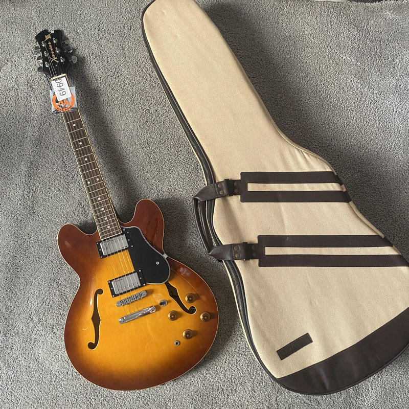 爵士电吉他 意大利Xavier ES335款式半空心JAZZ Guitar 22品+背包