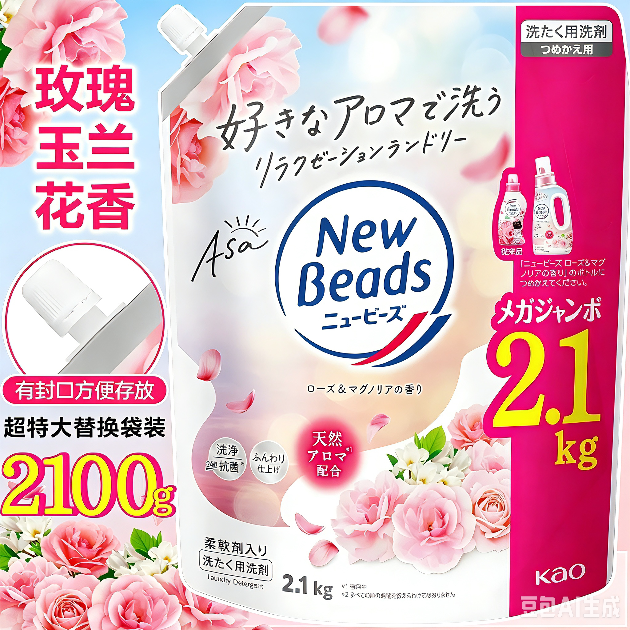 日本原装进口花王洗衣液中性柔顺常规洗衣液
