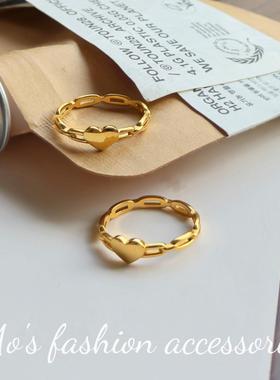 钛钢戒指爱心链条一款两戴