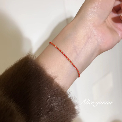 高保色轻奢高级感小红绳手链