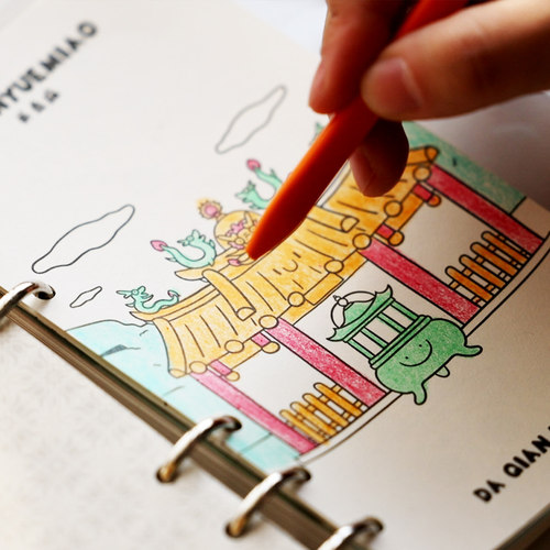 泉州citywalk涂色卡送蜡笔9张设计的景点简笔画DIY活动现场物料