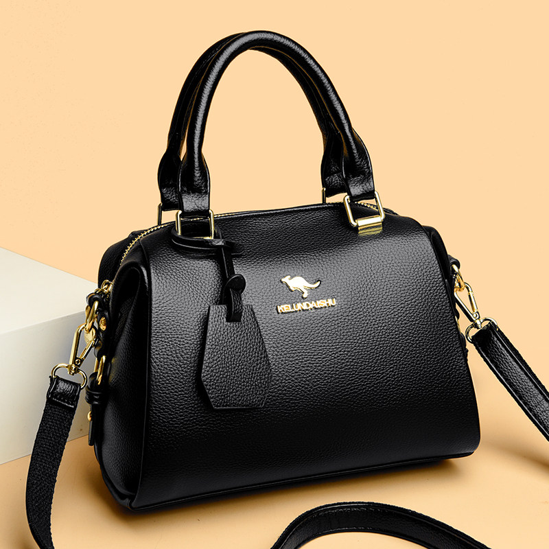 真皮女包2024新款斜挎包女软皮大气波士顿枕头包大容量中年妈妈包