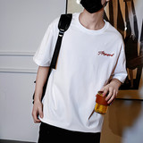 T8802-P45棉美式简约短袖T恤手工刺绣夏季宽松潮体恤，男装T恤，电商C309A