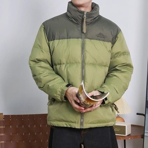 88001-P155 冬季男士白鸭绒羽绒服雪山刺绣拼接撞色羽绒外套图片