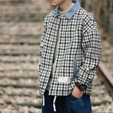 MY2166-P80冬季新款男士日系格子棉衣外套加棉潮牌棉服外套，男装棉衣，电商C309A
