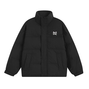 YR009-P160 男装新款白底平铺字母印花立领白鸭绒羽绒服外套男图片