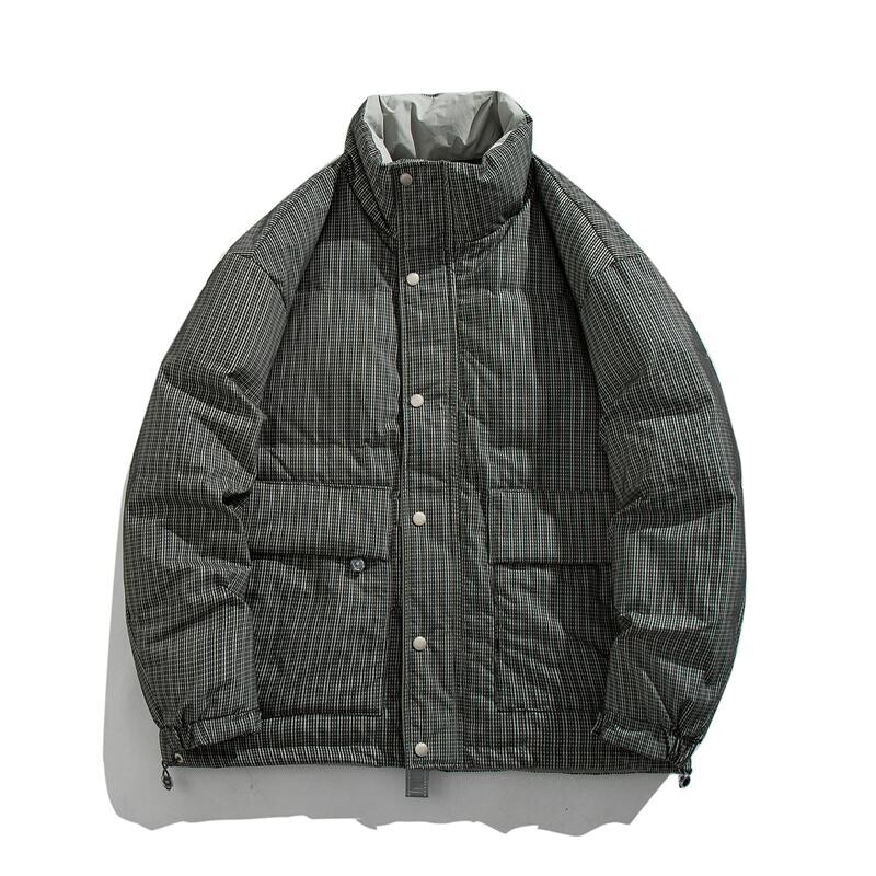 QY8806-P150 冬季日系潮牌男士条纹加厚保暖白鸭绒青年羽绒服外套图片