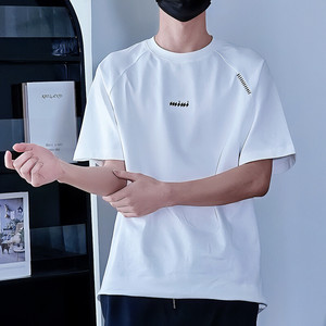 T6073-P42 81%棉 19%锦纶 夏季新款简约刺绣短袖T恤半袖打底T恤图片