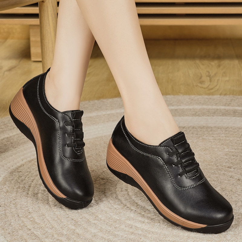 香港大牌真皮厚底休闲鞋女软底透气百搭妈妈鞋旅游鞋女鞋运动鞋女