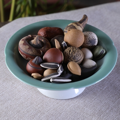 宜兴紫砂茶宠摆件茶玩 花生长生果桂圆红枣菱角瓜子 可爱迷你微型