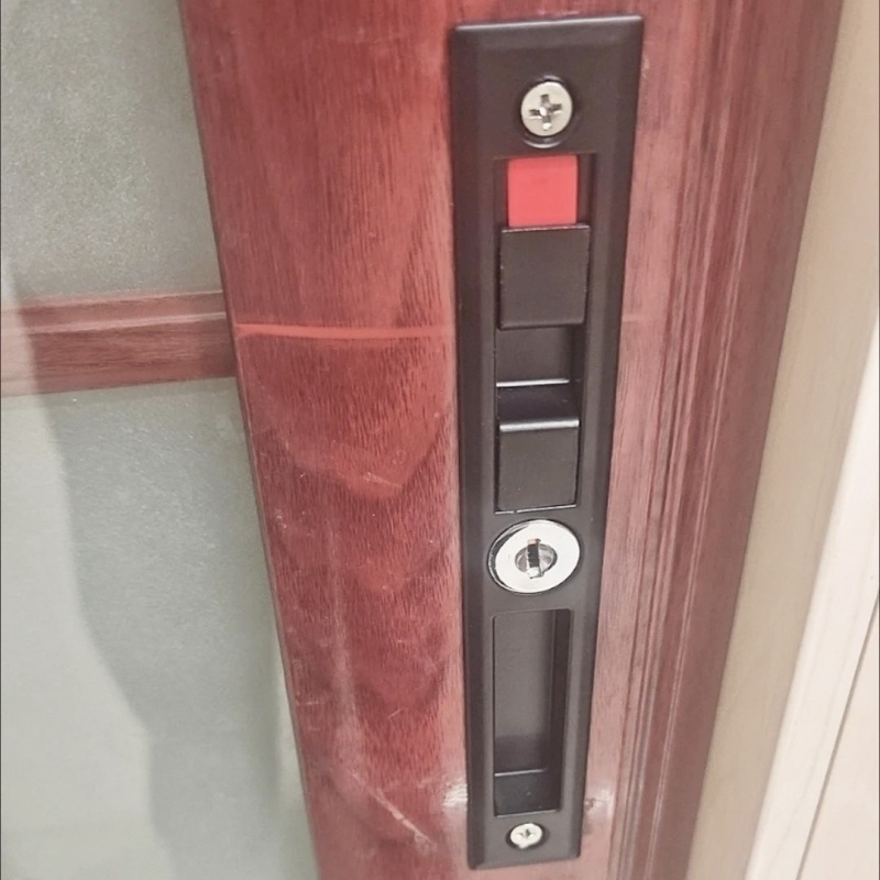 隐形条形锁推拉门锁钩锁双面配件卫生间90型塑钢双面钩锁勾锁阳台