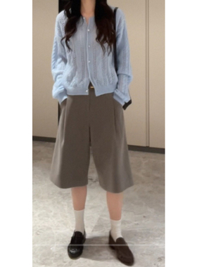 TOROON 马海毛羊毛混纺镂空圆领针织开衫女秋季新款柔软毛衣外套