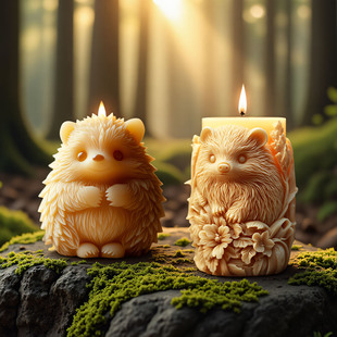 繁花香薰蜡烛硅胶模具DIY刺猬石膏摆件立体动物浮雕扩香石磨具