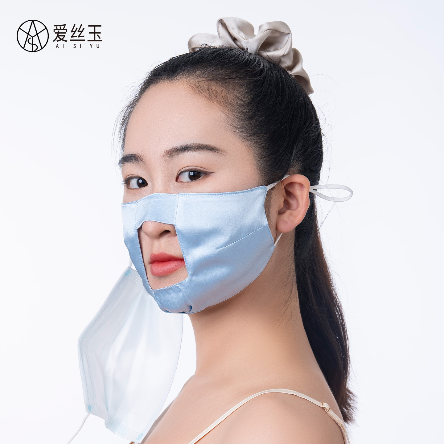 真丝口罩内衬露鼻露嘴双面桑蚕丝