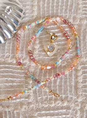 梦幻粉紫色迷你巴洛克珍珠项链