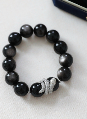 黑曜石蛇元素手链本命年