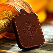 文创定 制西藏手工皮雕扎基拉姆金刚杵手绘上色唐卡擦擦擦吊坠挂