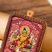 擦擦唐卡手绘文殊药师挂件吊坠项链扎基拉姆黄财绿度母五爷擦擦吊