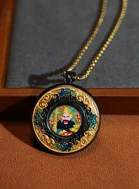 文创定 制五爷扎基拉姆黄铜唐卡盒项链珐琅彩绘嘎乌盒唐卡吊坠项