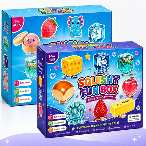 跨境新款Compressing toys 8件套神秘软盒系列捏捏乐解压玩具盲盒