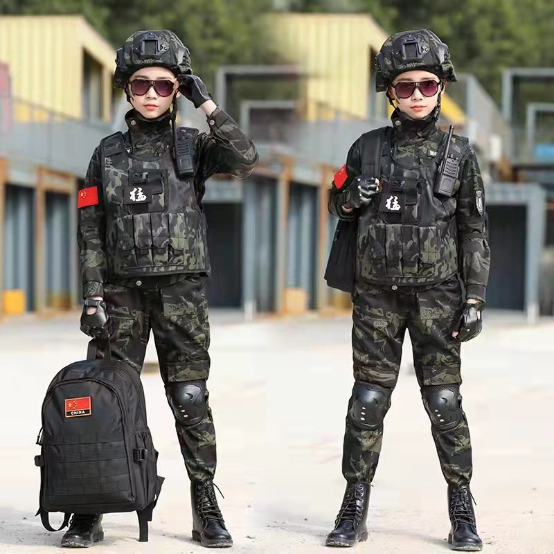 儿童迷彩服套装男女童特种兵军训服春夏小学生生日礼物长短袖服装