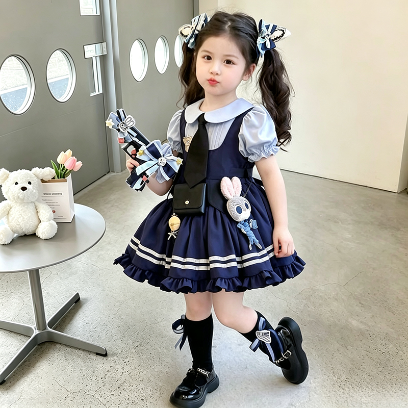 女童夏装连衣裙朱迪兔子警官衣服儿童夏季洛丽塔宝宝薄款公主裙子