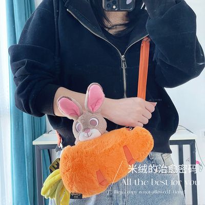 正版疯狂动物城朱迪胡萝卜挎包