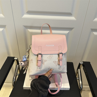 通勤后背包包女2025新款潮流洋气可爱书包高颜值大学生上课双肩包