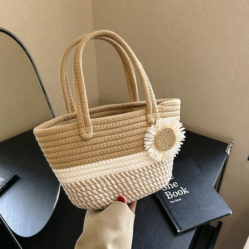 菜篮子手提包大容量编织蝴蝶结包