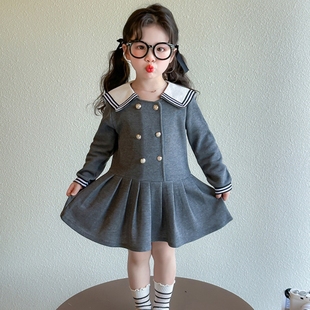 女中小童连衣裙2026新款洋时髦春秋韩系学院风公主裙宝宝春装裙子