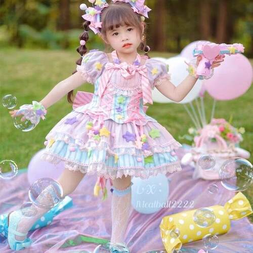 女童洛丽塔公主裙2026夏季新款连衣裙子彩虹宝宝生日礼服蓬蓬纱裙