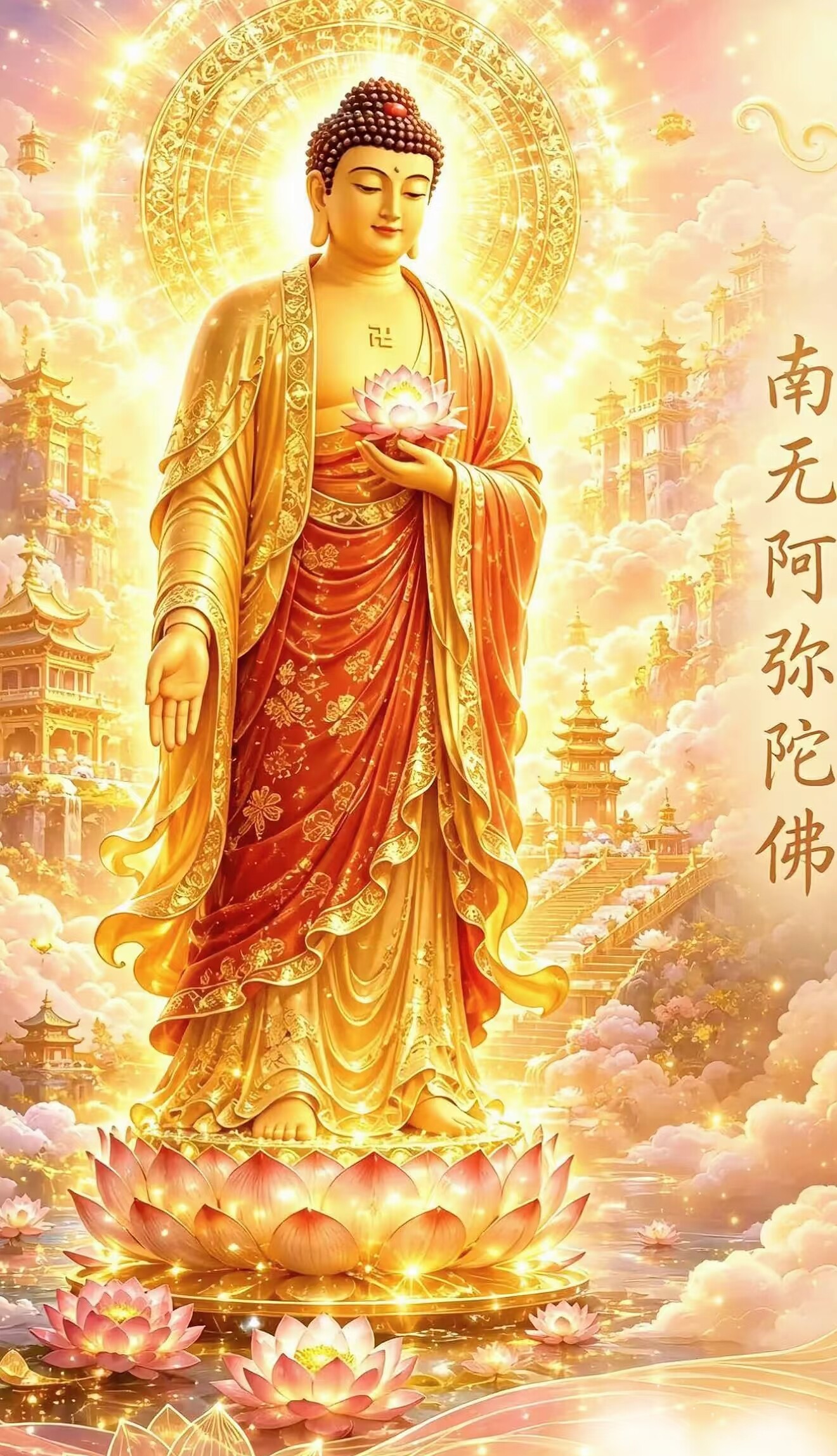 钻石画满钻方钻手工贴钻绣客厅玄关走廊竖版佛像南无阿弥陀佛新款