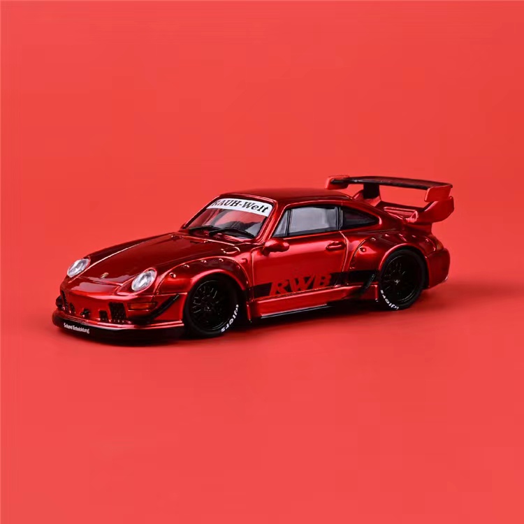 CM Model 1:64保时捷 911 993 RWB金属红赛车合金汽车模型