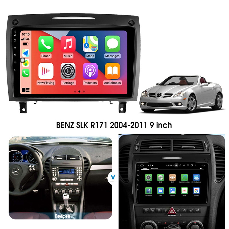 9寸大屏2005-2012款适用奔驰SLK200 R171 SLK300安卓车载中控导航